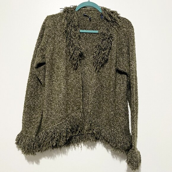 Wind River Womens Fringed Cardigan M/L Green Goblincore Swamp Witch Forest Fairy - Picture 1 of 12